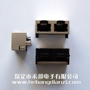 RJ45臥式雙網口座
