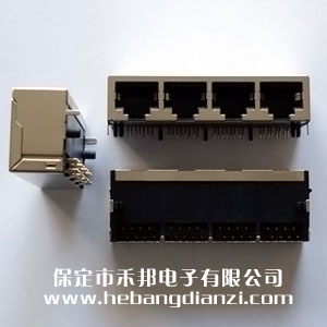 RJ45臥式4網口座
